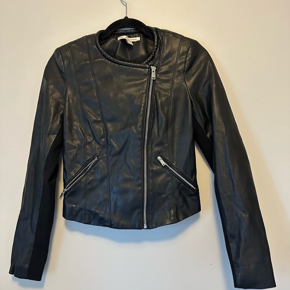 TRF OUTERWEAR ZARA BLACK FAUX MOTO STYLE JACKET - Picture 3 of 12